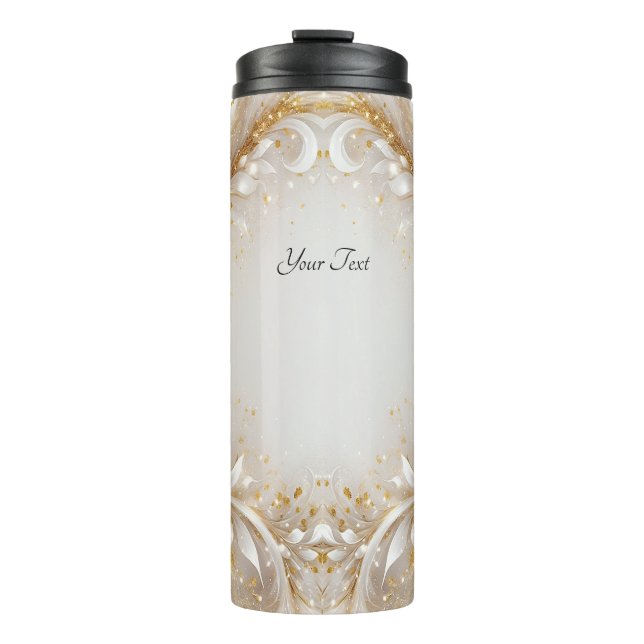 White Gold Floral Thermal Tumbler (Front)
