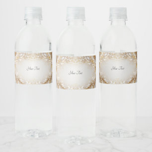 White Gold Floral Water Bottle Label