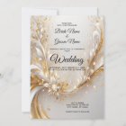 White Gold Floral Wedding Invitation