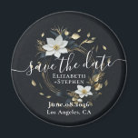 White Gold Floral Wreath Wedding Save The Date Magnet<br><div class="desc">Modern Vintage Elegant Wedding Save The Date Magnet Template - Elegant Black White and Gold Floral Wreath.
These Designs Can Be Personalized For Your Special Occasion And Would Be Perfect For Your Wedding,  Bridal Shower,  Engagement Party,  Birthday Party And Many More Special Occasions.</div>