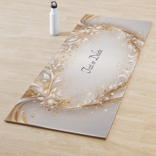 White Gold Floral Yoga Mat (In Situ)