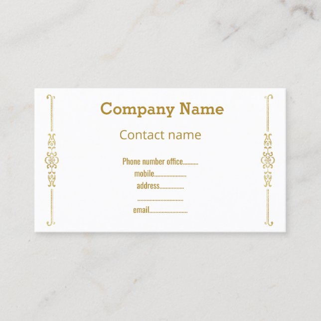 WHITE GOLD FLOURISH MODERN BUSINESS CARD (Front)