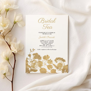 White gold flower bridal tea party Bridal Shower Invitation