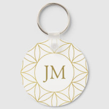 White & Gold Flower of Life Monogram