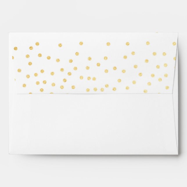 White Gold Foil Confetti Dots Invitation Envelope (Back (Top Flap))