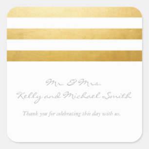 White & Gold Foil Stripes Elegant Sticker