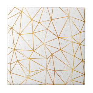 White gold geometrical shapes tile