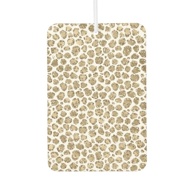 White Gold Glam Glitter Glitz Leopard Print        Air Freshener (Front)