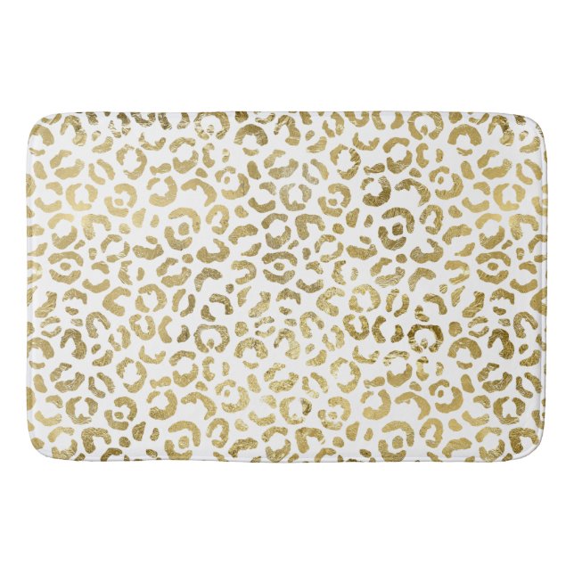 White Gold Glam Leopard Bath Mat (Front)