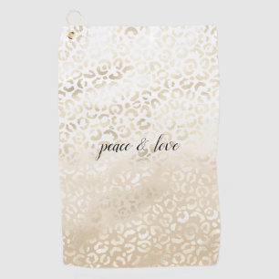 White Gold Glam Leopard Print personalized Golf Towel