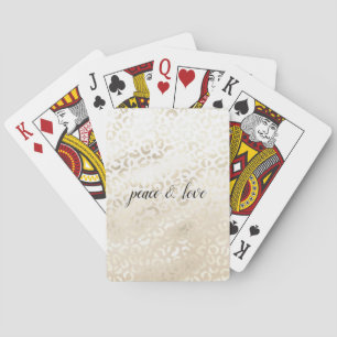 White Gold Glam Leopard Print personalized Playing Cards