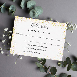 White gold glamourous wedding RSVP Card
