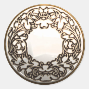 White gold glass sewing button vintage sticker