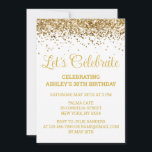 White & Gold Glitter 30th Birthday Let's Celebrate Invitation<br><div class="desc">White and Gold Glitter Invite,  30th Birthday Party invitation Thirty,  Let's celebrate digital Any Age,  Instant download Forty Fifty Sixty,  Personalized 21st 40th 50th 60th,  Elegant Milestone template Sweet 16,  Custom 18th Glam Golden Confetti,  Adult Calligraphy Modern Stylish script,  Chic trendy simple for her,  Bling 16th quinceanera 15th celebration</div>