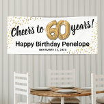 White Gold Glitter 60th Birthday Banner<br><div class="desc">Celebrate a milestone birthday in style with our elegant sixtieth birthday party banner. Boasting a customizable simple white background, faux gold sparkle, and modern 60th birthday celebration text, this banner is the perfect way to make a statement. Plus, our sixty gold helium balloons add an extra touch of glamour. Easily...</div>