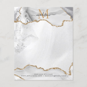 White Gold Glitter Agate Girly Monogram Stationery