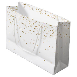 White Gold glitter confetti sparkle        Large Gift Bag