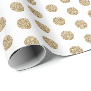 White   Gold Glitter Dots Wrapping Paper