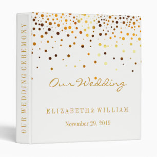 White Gold Glitter Faux Foil Confetti Personalize Binder