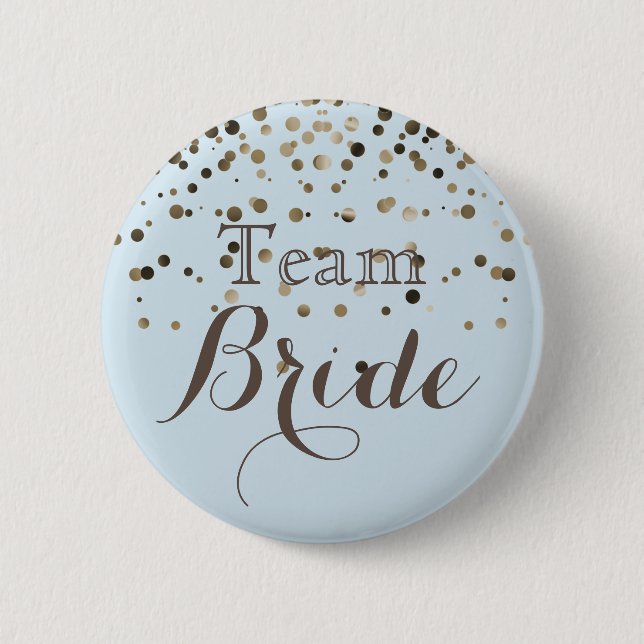 white Gold Glitter Faux Foil Wedding Team Bride 2 Inch Round Button (Front)