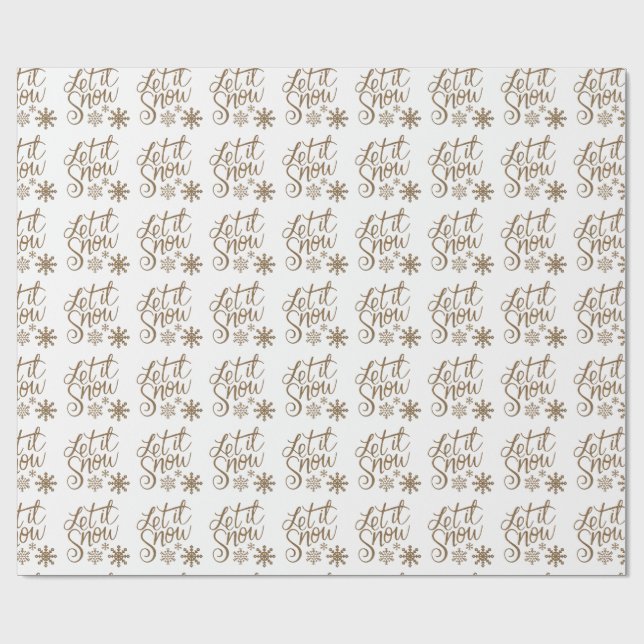 White gold glitter let it snow Christmas Wrapping Paper (Flat)