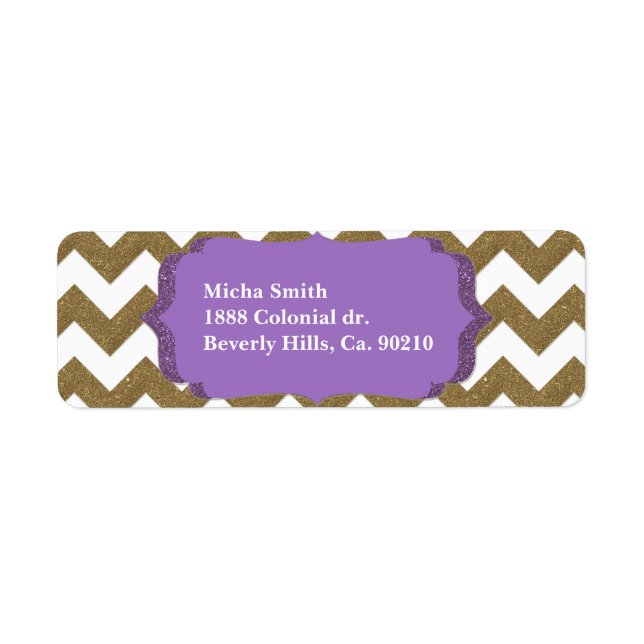 White & Gold Glitter Look Chevron Monogram (Front)