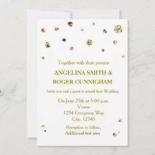 White & Gold Glitter Modern Dot Wedding Invitation