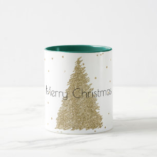White Gold Glitter Sparkle Christmas Tree     Mug