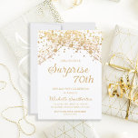 White Gold Glitter Surprise 70th Birthday Invitation<br><div class="desc">70th Surprise birthday party invitation for women with glittering gold string lights and sparkling bokeh on a white background. Because text is customizable, this invitation is designed for a lady who is celebrating any birthday. (18th, 21, st, 30th, 40th, 50th, 60th, 70th, 80th, 90th, 100th... .or any age). Text, fonts...</div>