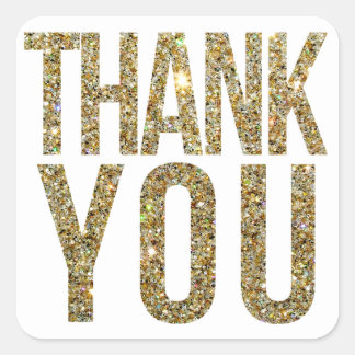 White & Gold Glitter Thank You Wedding Sticker