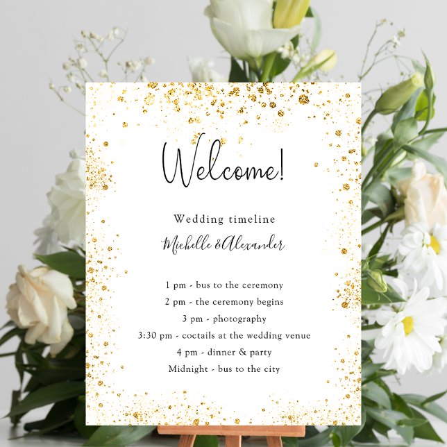 White gold glitter wedding program details budget (Creator Uploaded)