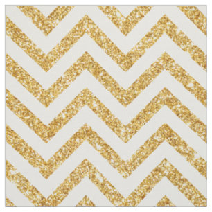 White Gold Glitter Zigzag Stripes Chevron Pattern Fabric