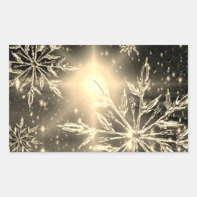 White gold glow snowflake winter sticker (Front)