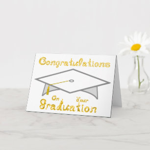 White & Gold Graduation Cap Printable Party Hat or Card