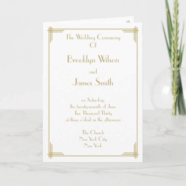 White Gold Great Gatsby Art Déco Programmes de mar (Devant)