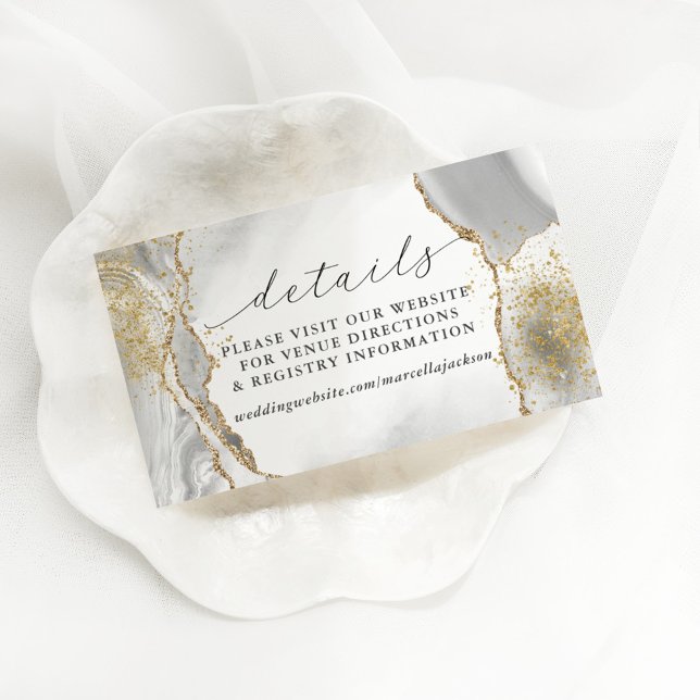 White, Gold & Grey Mist Agate Details Note Card (Creator Uploaded)