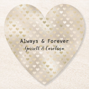 White Gold Hearts Paper Coaster