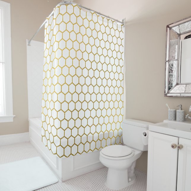 White & Gold Hexagon Geometric Pattern (In Situ)