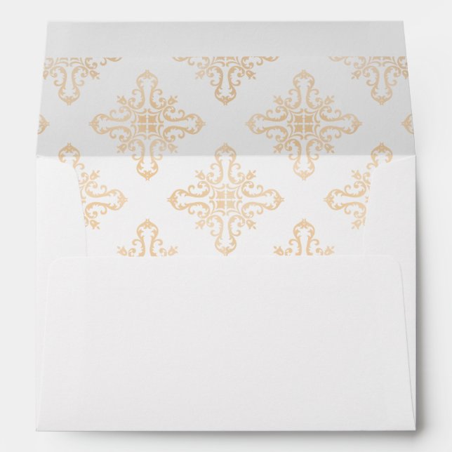 White Gold Islamic Muslim Wedding Return Address Envelope (Back (Bottom))