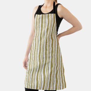 White gold lace stripes pattern apron