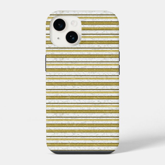 White gold lace stripes pattern iPhone case (Back)