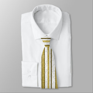 White gold lace stripes pattern tie