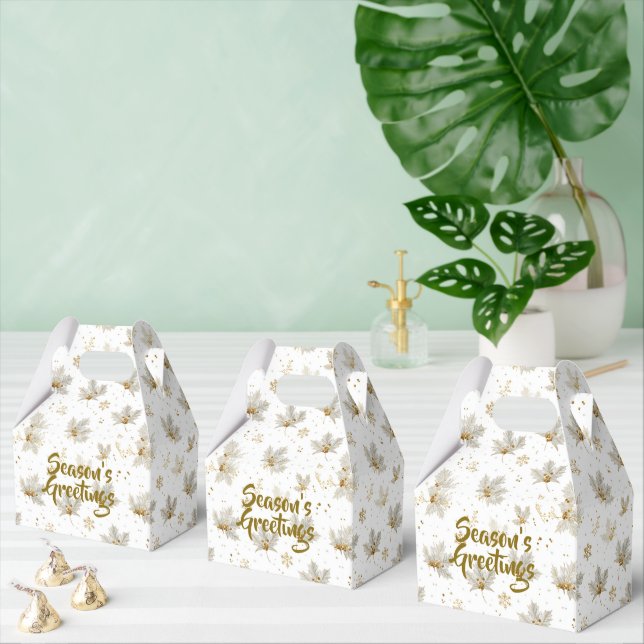 White Gold Leaves & Snowflakes Pattern Favor Box (Multiple)