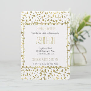 White Gold Leopard Animal birthday Invitation