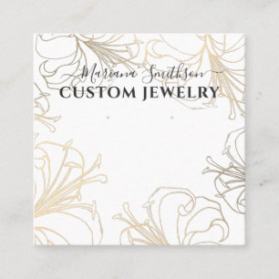White Gold Lilies Chic Large Earrings Display Card