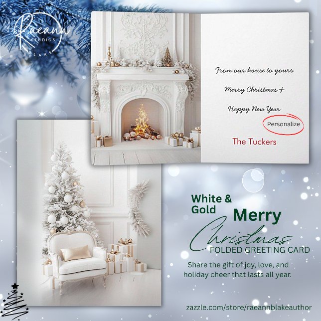 White & Gold Living Room Carte de voeux de Noël (Créateur téléchargé)