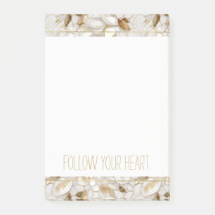 White Gold Lotus Flowers Post-it Notes