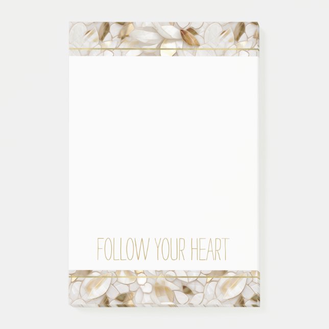 White Gold Lotus Flowers Post-it Notes (Front)