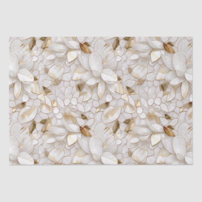 White Gold Lotus Flowers Tissue Paper (Front)