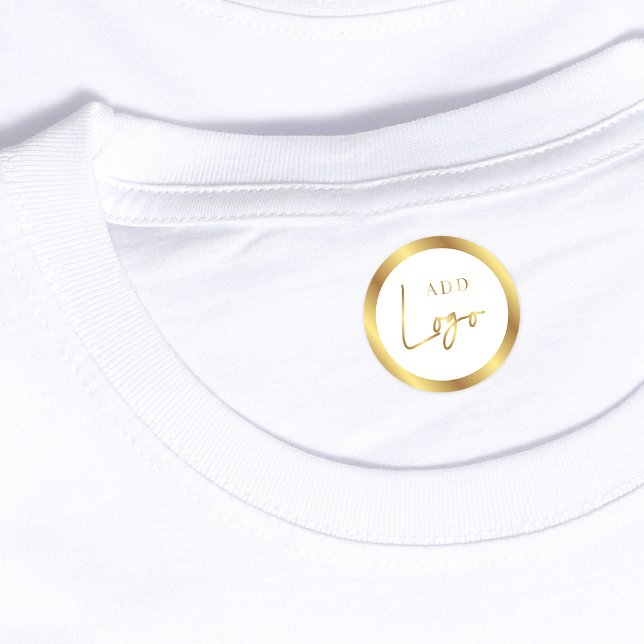 White & Gold Lux Boutique Logo Waterproof Clothing (White and gold logo clothing labels)